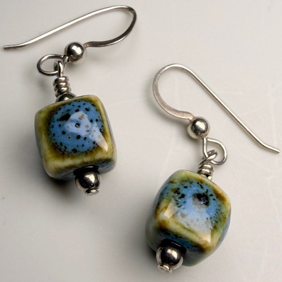 Rustic Ceramic Earrings - Picture 2 of 6